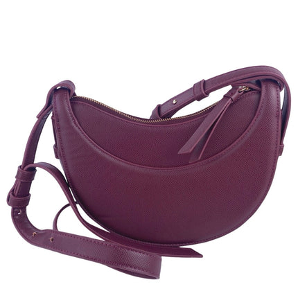 Polene Numero Dix Purple Leather 2-Way Crossbody Shoulder Crescent Handbag OS