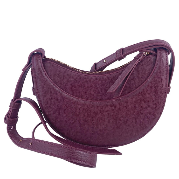 Polene Numero Dix Purple Leather 2-Way Crossbody Shoulder Crescent Handbag OS