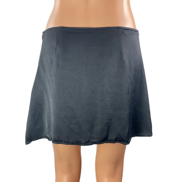 Zara Women's Black Button Low Waist Y2k A Line Mini Skort Skirt Shorts Size L
