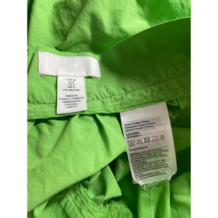 H&M Women's Green Flounced One Shoulder Crop Top Midi Flare A-Line Skirt Set 38