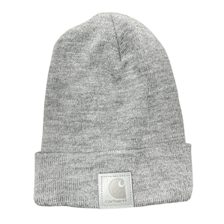 Carhartt Women's Gray Rib Knit Cuffed Snow Winter Bonnet Beanie Hat One Size