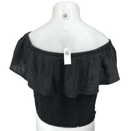 NEW Old Navy Women's Black Off The Shoulder Ruffle Smocked Crop Blouse Top Sz 3X