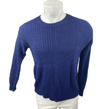 Isaac Mizrahi Men's Blue Cable Knit Crewneck Long Sleeve Sweatshirt Sweater XS
