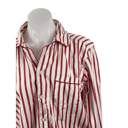 J.Crew Women's Red White Striped Pocket Long Sleeve Button Down Shirt Top Size S