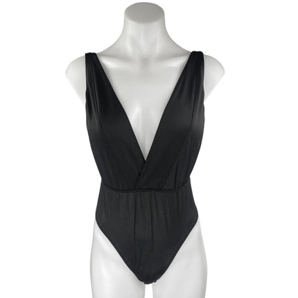 Urban Outfitters Out From Under Black Sleeveless Plunging Tank Bodysuit Top Sz M
