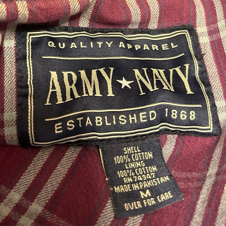 Army Navy Men's Blue Floral Embroidered Handmade Button Down Denim Coat Jacket M