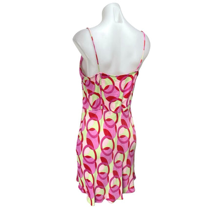 Zara Womens Pink Geometric Print Sleeveless Cami Camisole Mini Slip Tank Dress L