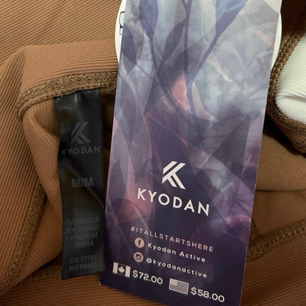 NEW Kyodan Brown White Colorblock Skinny Athletic Leggings Trousers Pants Size M