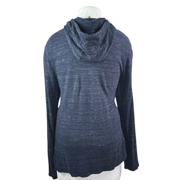 Michael Kors Women's Heather Blue Drawstring Hoodie Hooded Sweatshirt Top Size L