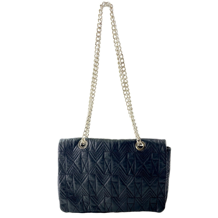 Badgley Mischka Black Faux Leather Vegan Chain Crossbody Purse Bag Handbag OS