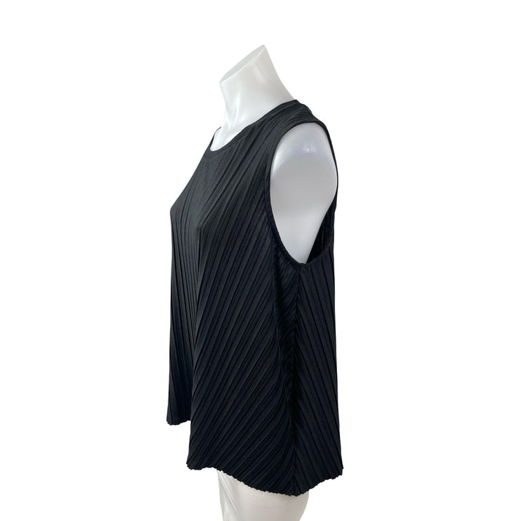 Philosophy Women's Black Pleated Sleeveless Round Neck Tank Blouse Top Size M