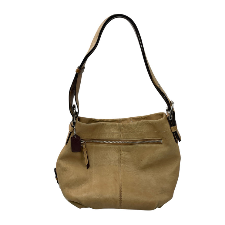 Coach F15064 Beige 2 Way Leather Crossbody Shoulder Strap Purse Tote Handbag OS