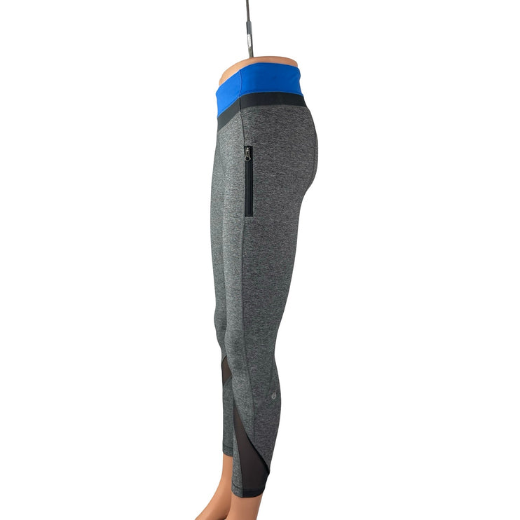Lululemon Inspire Tight II Gray Mesh Mid Rise Yoga Athletic Leggings Pants Sz 4