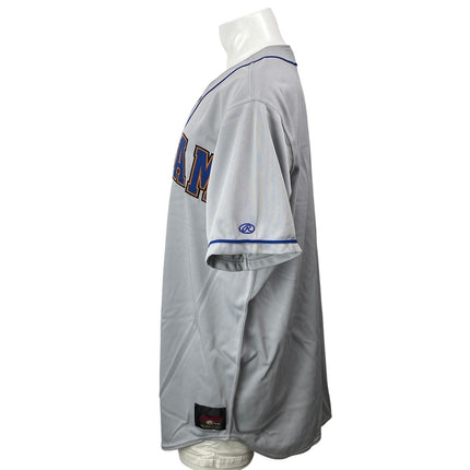Rawlings Durham Bulls Men's Gray Short Sleeve Button Down Jersey Top Size L
