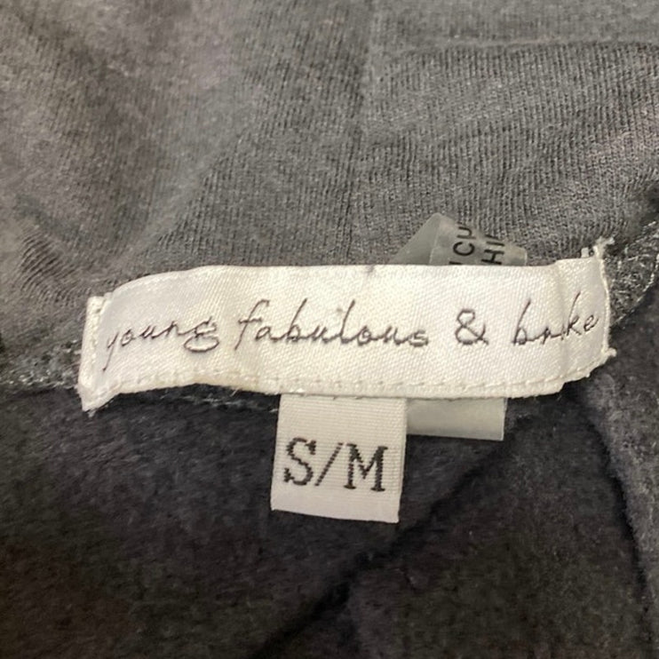 Young Fabulous & Broke Women's Black Hooded Hoodie Crop Sweatshirt Top Size S/M