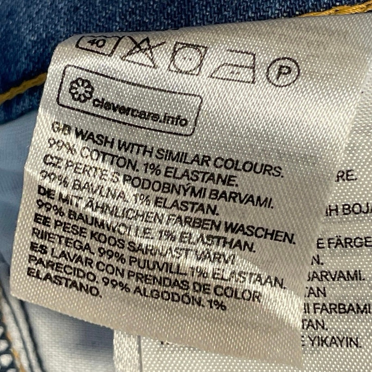 H&M Women's Blue High Rise Medium Wash Wide Leg Baggy Palazzo Denim Jeans Size 8