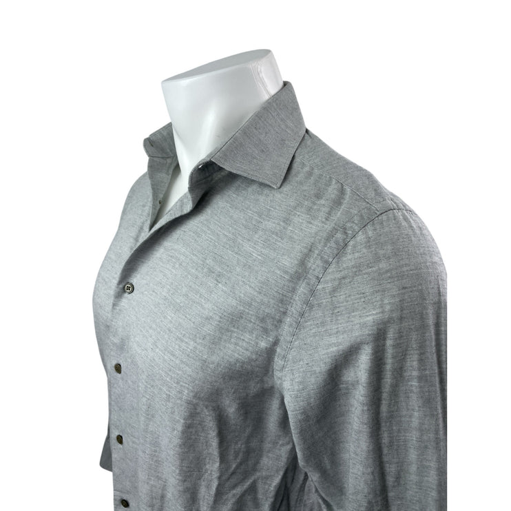 Zara Men's Gray Long Sleeve Regular Fit Casual Button Down Shirt Top Size M