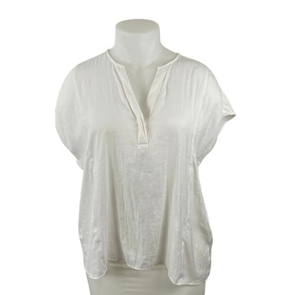 Banana Republic Women's White V Neck Short Sleeve Shirt Blouse Top Size XL