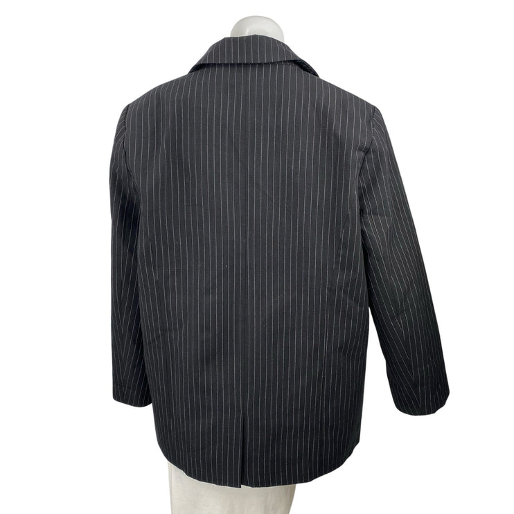 Lioness Stripe Notched Collared Long Sleeve Double Breasted Blazer Coat Jacket M