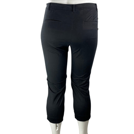 Ann Taylor Womens Black High Waisted Cropped Slim Tapered Capri Trouser Pants 14