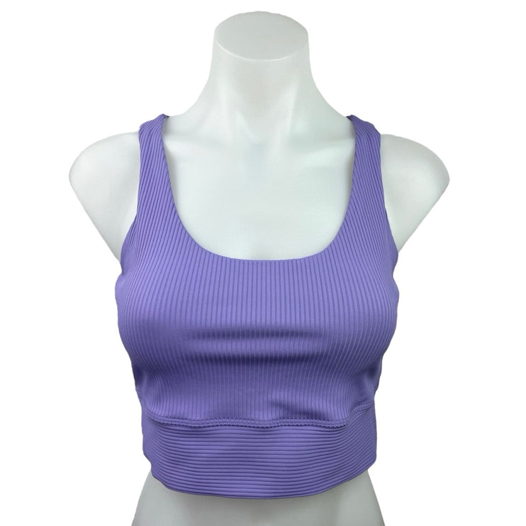 Year of Ours NWT Purple Ribbed Scoop Neck Activewear Fitness Gym Crop Tank Top L