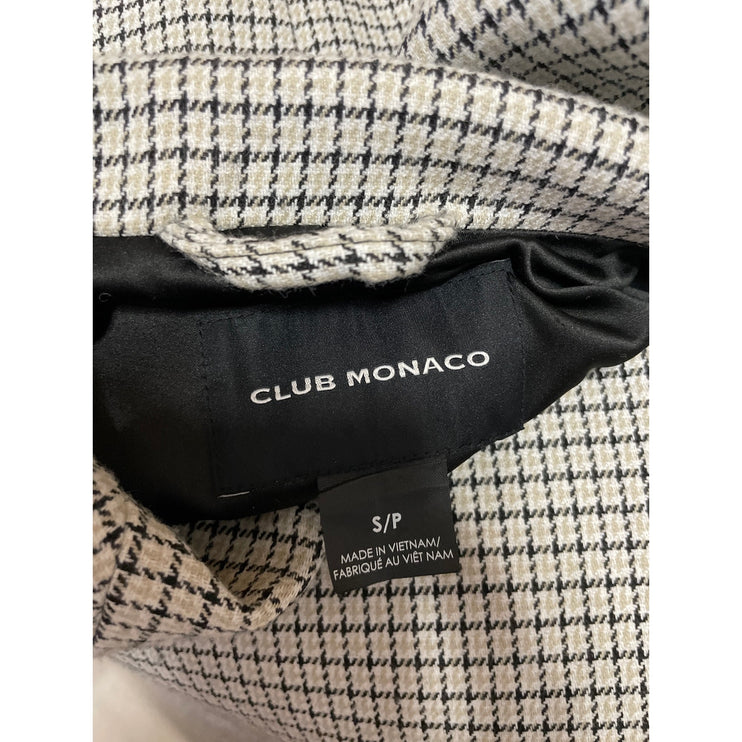 Club Monaco Womens Gray Plaid Check Pocket Notch Lapel Midi Trench Coat Jacket S