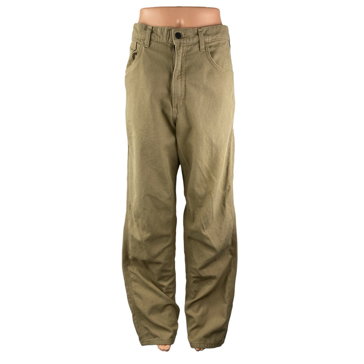 Carhartt Khaki High Rise Barrel Carrot Baggy Wide Leg Denim Jeans Pants Sz 34/36