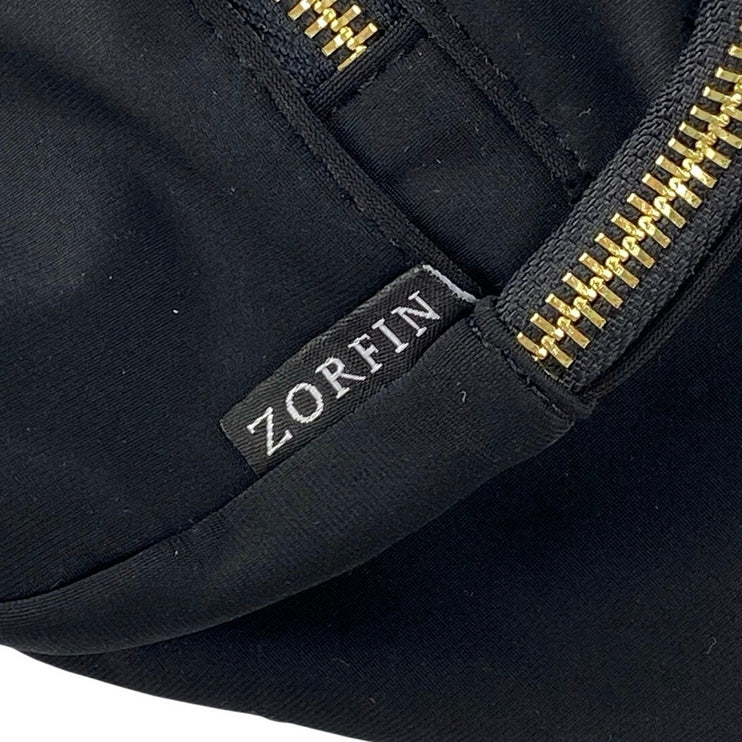 Zorfin Women's Black Gold Accent Adjustable Strap Travel Crossbody Belt Bag OS