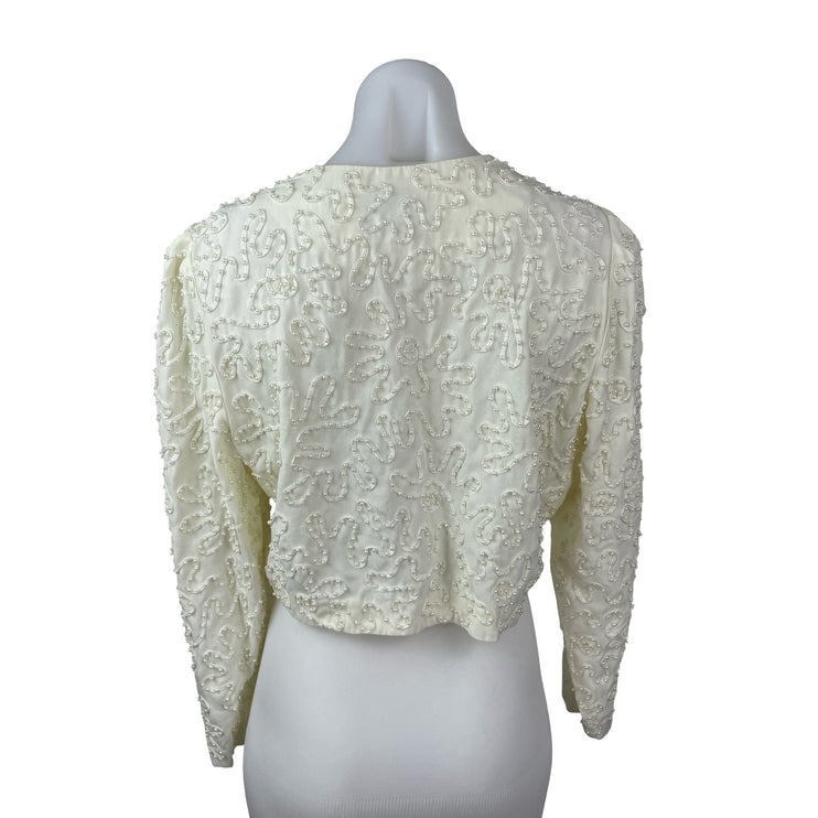 Sarah Elizabeth Petite Women's Beaded Button Down Crop Cardigan Sweater Top 12