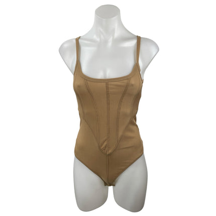 Free People Intimately That Girl Beige Sleeveless Cami Corset Bodysuit Top Sz S