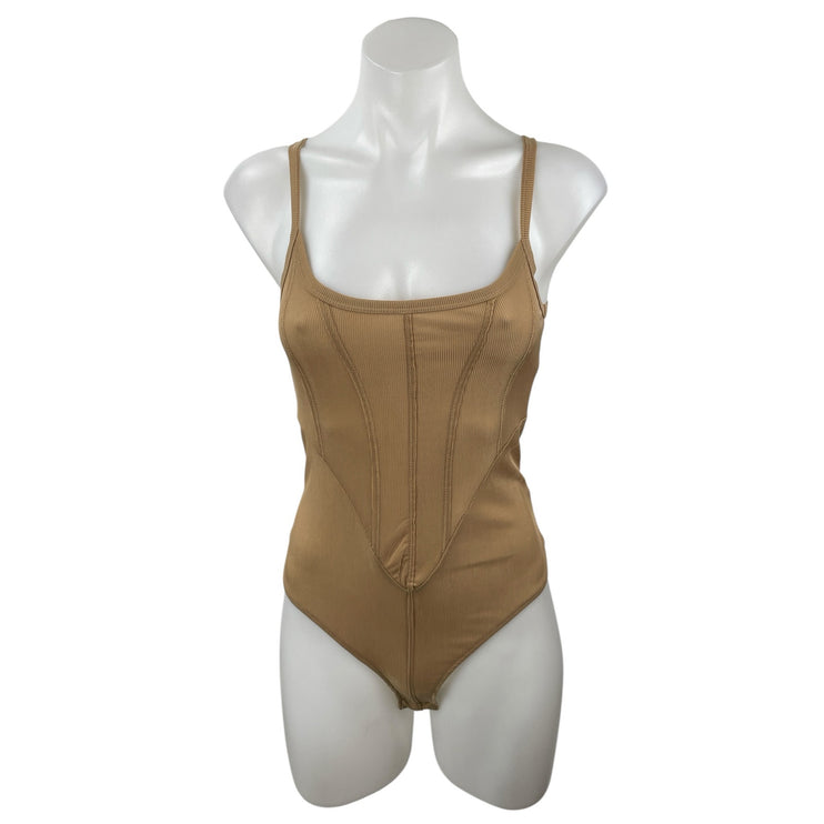 Free People Intimately That Girl Beige Sleeveless Cami Corset Bodysuit Top Sz S
