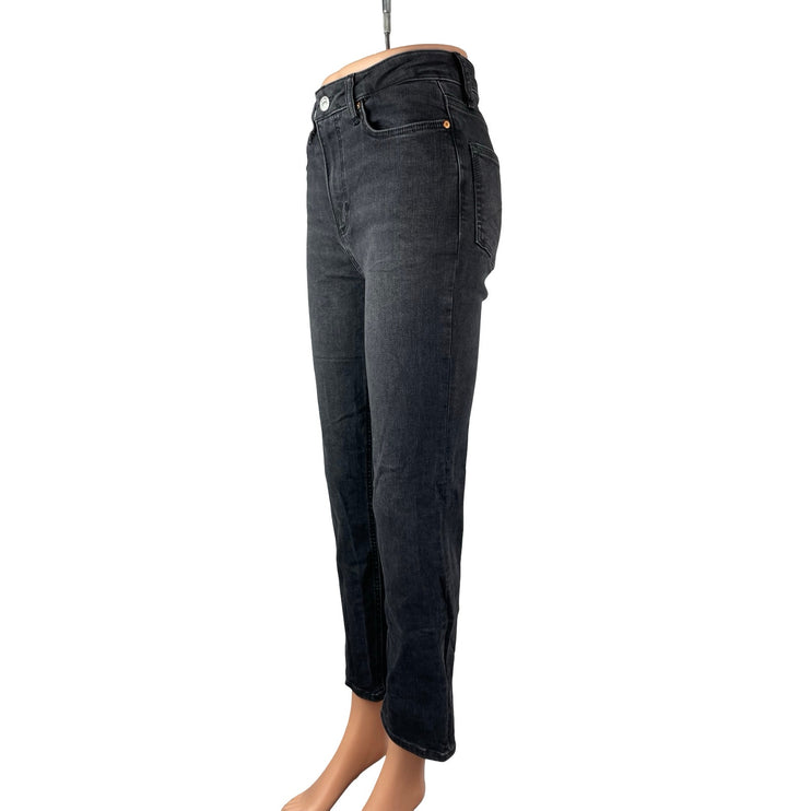 Paige Cindy Black Willow High Waisted Slim Fit Straight Leg Denim Jeans Pants 27