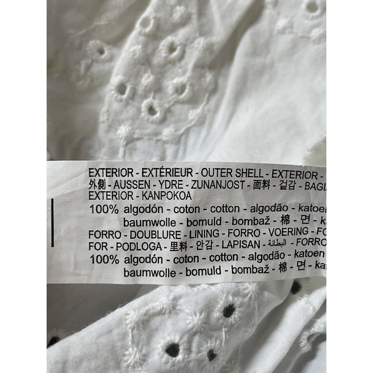 Zara White Embroidered Eyelet Sleeveless Ruched Peplum Cami Tank Crop Top Size M