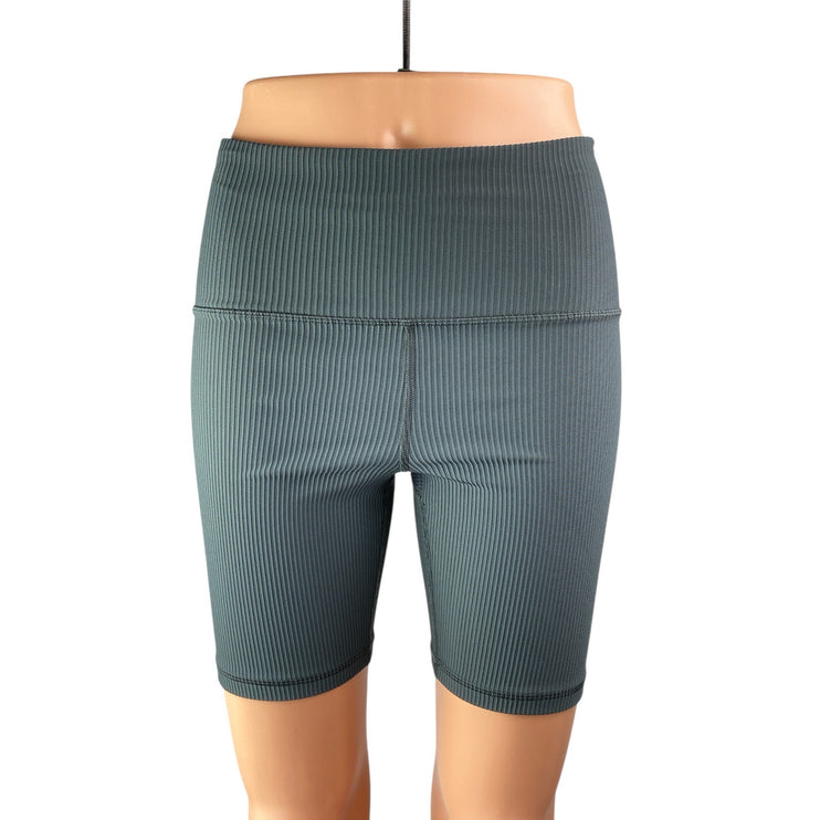 Athleta Elation Blue Gray Rib Knit High Rise  Athletic Running Biker Shorts XS