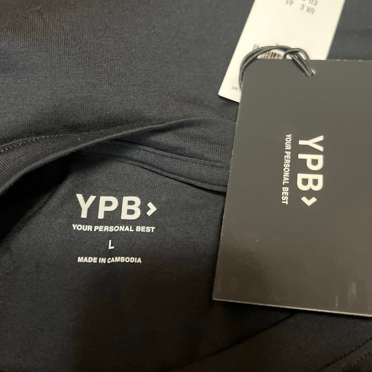 NEW YPB Women's Black Long Sleeve Crew Neck Yoga T Shirt Tee Athletic Top Size L