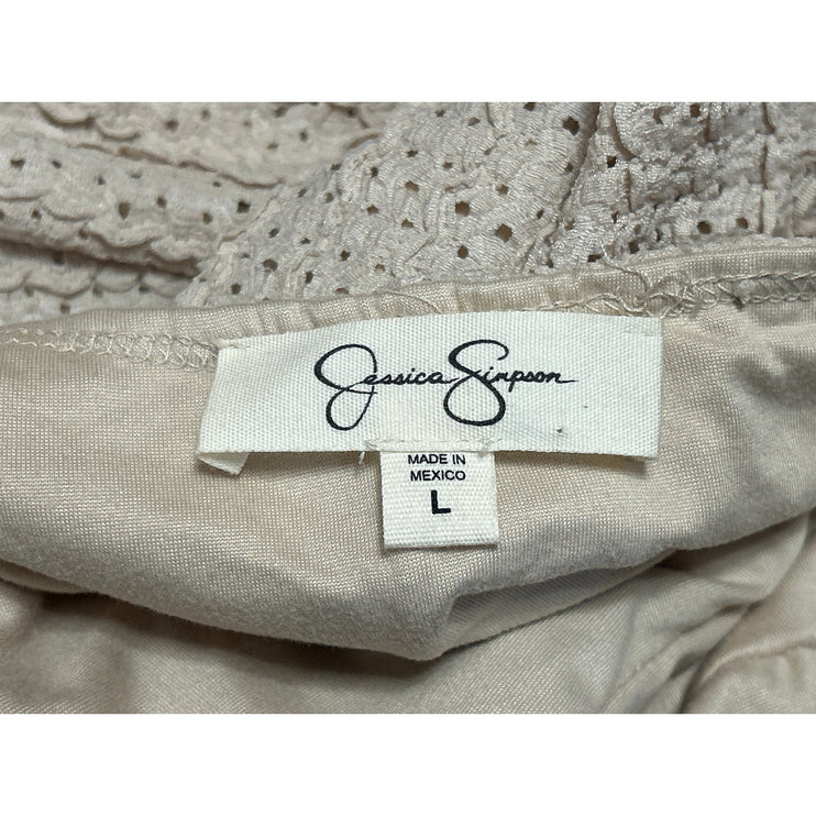Jessica Simpson Beige Sleeveless Eyelet Knit V Neck Cami Tank Midi Dress Size L