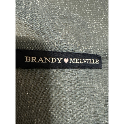 Brandy Melville Gray Metallic Glitter Short Sleeve Mesh Sheer Crop Shirt Top S