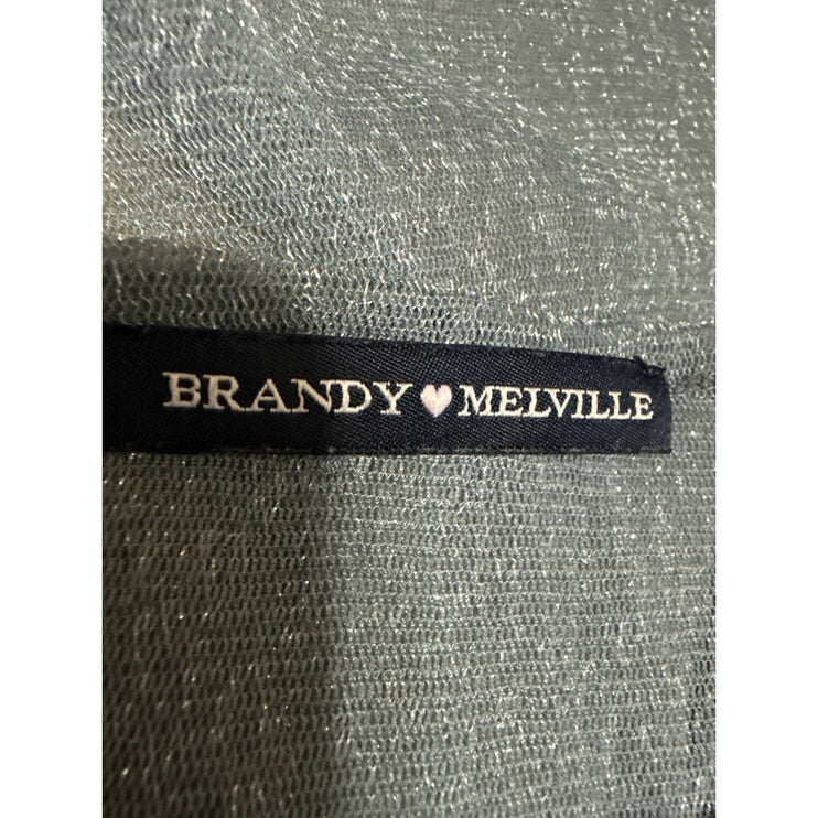 Brandy Melville Gray Metallic Glitter Short Sleeve Mesh Sheer Crop Shirt Top S