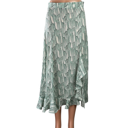 Topshop Women's Multicolor Asymmetric Printed Ruffle Midi Flared A-Line Skirt 4