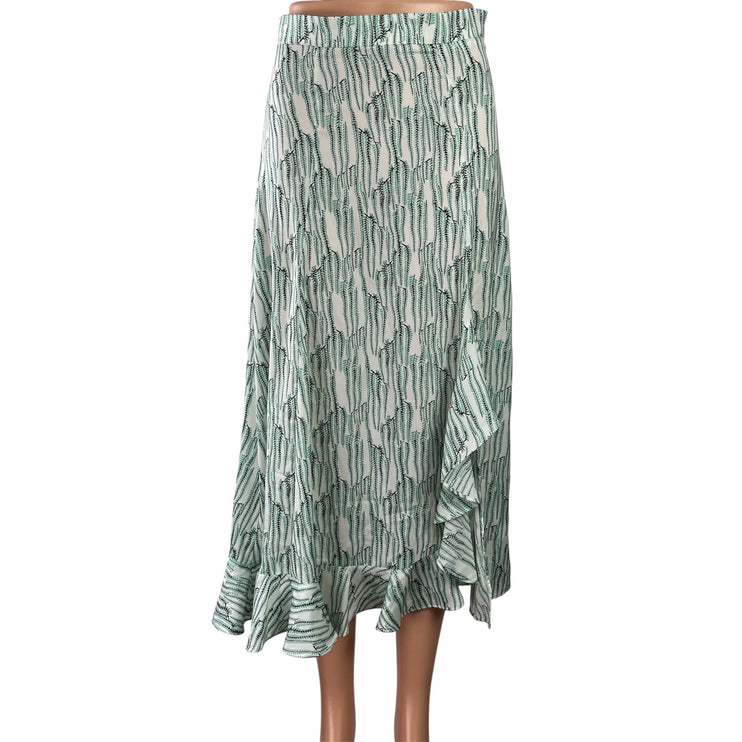 Topshop Women's Multicolor Asymmetric Printed Ruffle Midi Flared A-Line Skirt 4