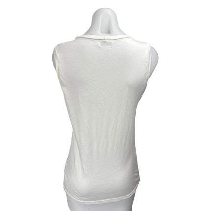 Lauren Moshi Ashlin White Red Lips Graphic Print Sleeveless Cami Tank Top Size L