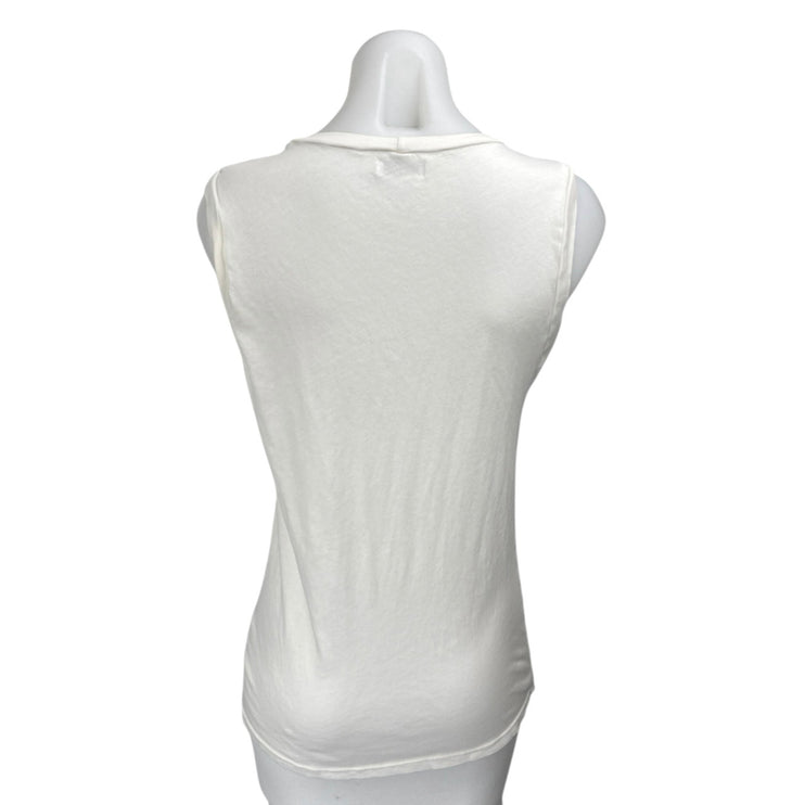 Lauren Moshi Ashlin White Red Lips Graphic Print Sleeveless Cami Tank Top Size L