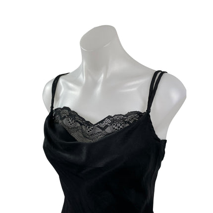 Zara Women's Black Silky Satin Lace Trim Sleeveless Lingerie Tank Camisole Top S