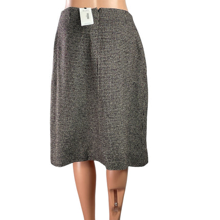 NEW Christian La Croix Black Tweed Silk High Waist Pencil Midi Skirt Size 8