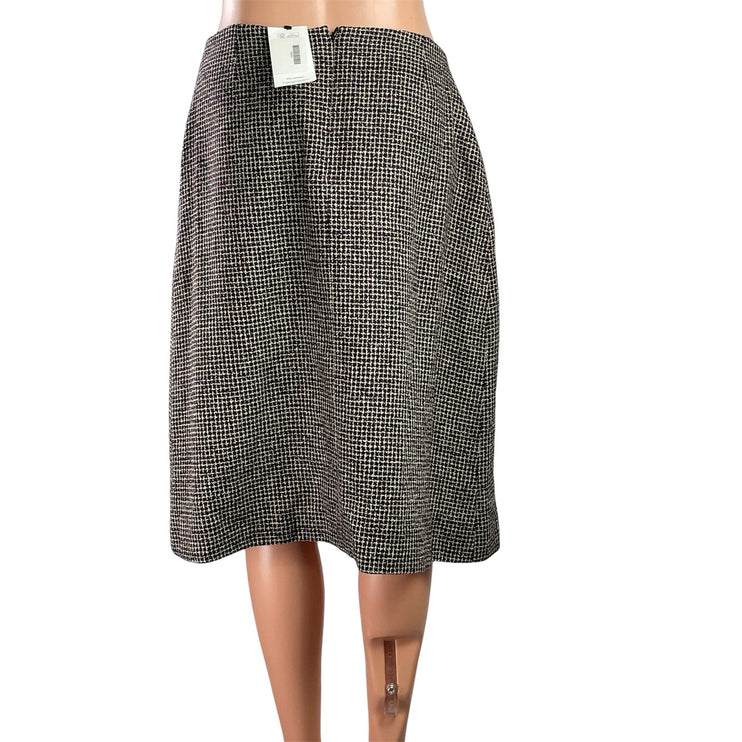 NEW Christian La Croix Black Tweed Silk High Waist Pencil Midi Skirt Size 8