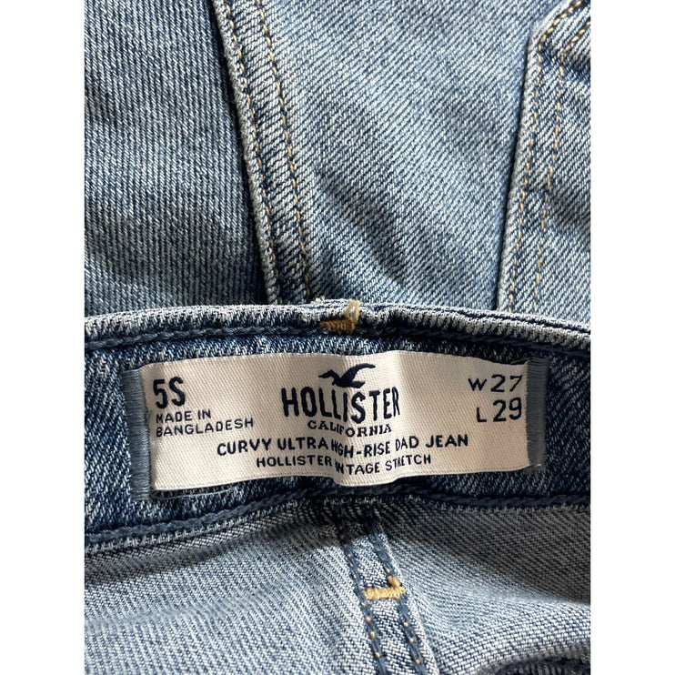 Hollister Curvy Ultra High Rise Dad Women's Blue Straight Denim Jeans Size 27x29