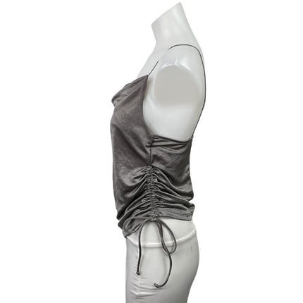 Zara Women's Gray Metallic Sleeveless Cowl Neck Ruched Cami Camisole Tank Top M
