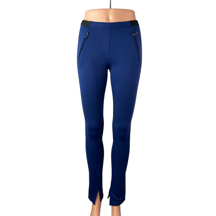 BCBGMaxazria Sissy Women's Blue Zip Pocket Slit Skinny Leggings Pants Size S
