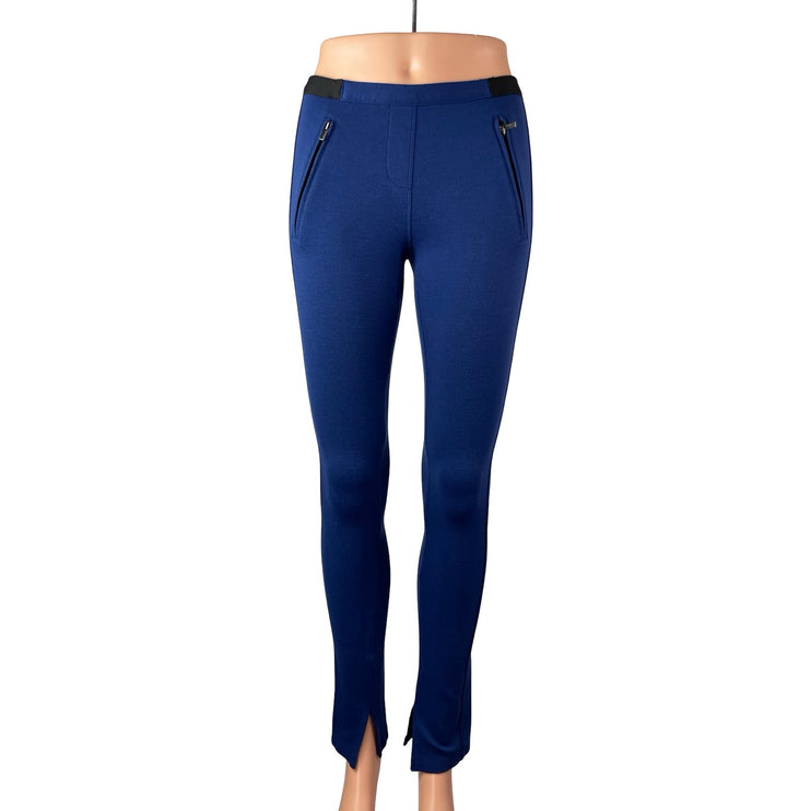 BCBGMaxazria Sissy Women's Blue Zip Pocket Slit Skinny Leggings Pants Size S