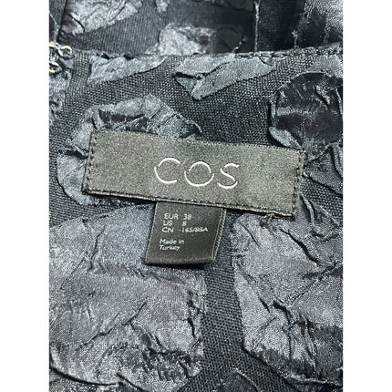 Cos Women's Black Abstract Textured Short Sleeve Mini A-Line Shift Dress Size 8